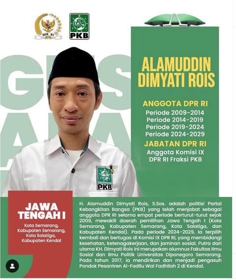 Gus Alam, anggota DPR 2024-2029 dari PKB Foto: Instagram/@dpp_pkb