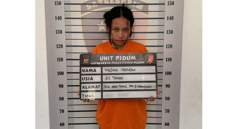 Pelaku pembuang bayi via aplikasi Ojek online di Medan ditangkap. Foto: Dok. Polrestabes Medan