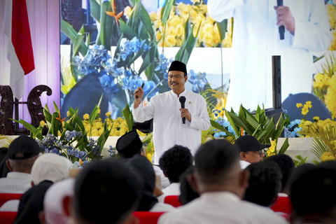 Menteri Sosial Saifullah Yusuf atau Gus Ipul di acara Dialog Pilar-Pilar Sosial di Gedung Olah Babaya, Samarinda, Sabtu (10/6/2025). Foto: Kemensos RI