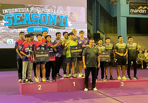 Tim Tenis Meja, SIM Sports Lampung sabet juara di Indonesia Pingpong League (IPL) Season II 2025. | Foto: Dok SIM Sports