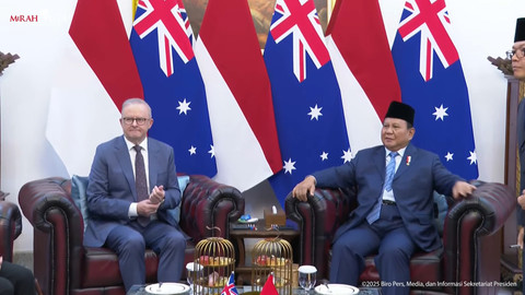 Presiden Prabowo Subianto melakukan pertemuan dengan Perdana Menteri Australia Anthony Albanese di Istana Kepresidenan, Jakarta, Kamis (15/5/2025). Foto: Youtube/Sekretariat Presiden