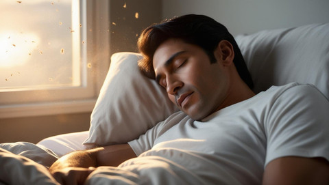 ilustrasi orang tidur habis Subuh, gambar: Canva AI