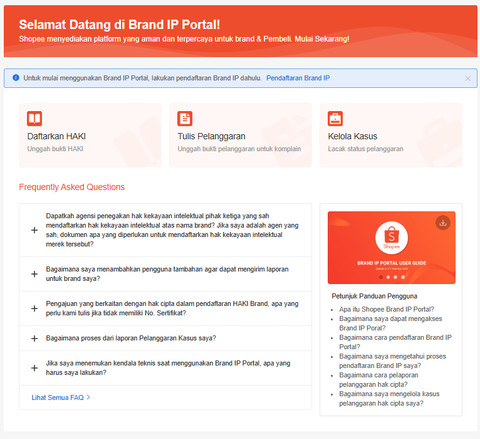Tata cara mendaftarkan merek atau buku di Brand IP Portal milik Shopee. Foto: Dok. Shopee