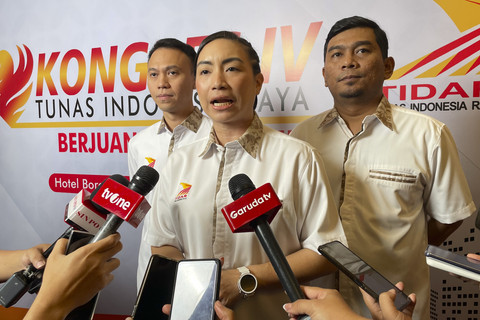 Ketua Umum Pengurus Pusat Tunas Indonesia Raya (TIDAR) terpilih periode 2025-2030, Rahayu Saraswati, saat diwawancarai wartawan di Hotel Borobudur, Jakarta, Sabtu (17/5/2025). Foto: Fadhil Pramudya/kumparan