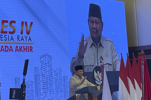 Presiden RI Prabowo Subianto memberikan arahan di Kongres ke-IV PP TIDAR, di Hotel Borobudur Jakarta, Sabtu (17/5/2025). Foto: Fadhil Pramudya/kumparan