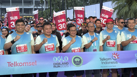 Gubernur Jakarta Pramono Anung hingga Dirut PT Telkom Indonesia Ririek Adriansyah di acara Digiland 2025. Foto: Kevin S. Kurnianto/kumparan