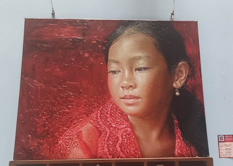 Lukisan Suharmanto saat dipamerkan di Beijing. Dok. Istimewa