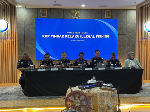Konferensi Pers KKP Tindak Illegal Fishing di Kantor Kementerian Kelautan dan Perikanan, Selasa (20/5). Foto: Najma Ramadhanya/kumparan