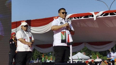 Ketua BKSAP DPR Mardani Ali Sera pada acara PKS Aksi Bela Palestina di JIExpo Kemayoran, Jakarta, Sabtu (24/5/2025). Foto: Luthfi Humam/kumparan