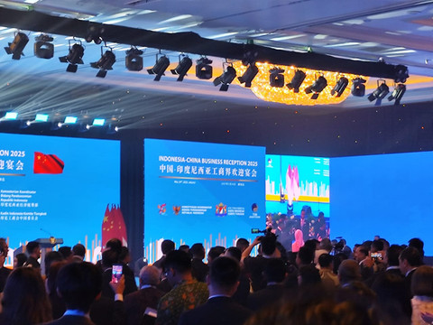 Suasana acara Indonesia-China Business Reception 2025 yang diselenggarakan oleh Kadin di Shangri-La Hotel Jakarta, pada Sabtu (24/5/2025). Foto: Luthfi Humam/kumparan