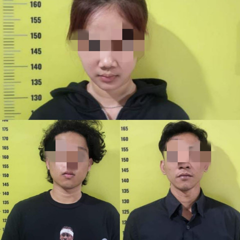 Ketiga pelaku pemerasan dengan modus kencan melalui aplikasi MiChat. Foto : Dok Polrestabes Palembang