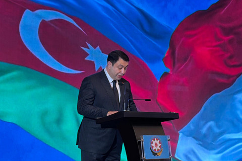 Duta Besar Azerbaijan untuk Indonesia, Ramil Rzayev Abil Oglu di acara Peringatan Hari Kemerdekaan Azerbaijan ke-107 di Hotel Kempinski, Jakarta pada Senin (26/5/2025). Foto: Abid Raihan/kumparan