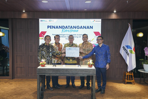Acara penandatanganan komitmen pengembangan Project USAF Pertamina yang digelar di di Grha Pertamina, Jakarta, Senin (26/5/2025).  Foto: Dok. KPI