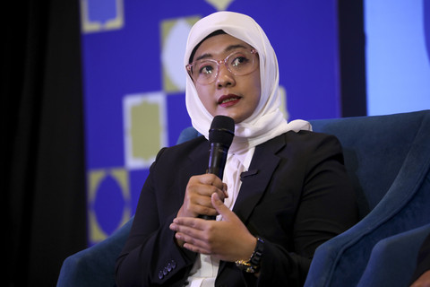 Manajer Penjaminan Mutu dan Koordinator Halal Unilever Indonesia Woro Nasiti Utami menjadi pembicara kumparan Halal Forum 2025 di Ballroom Artotel Mangkuluhur, Jakarta, Selasa (27/5/2025). Foto: Aditia Noviansyah/kumparan