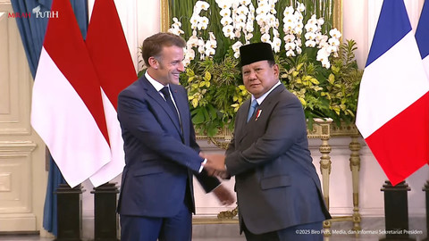 Presiden Prabowo Subianto menerima kunjungan kenegaraan Presiden Prancis Emmanuel Macron di Istana Merdeka, Jakarta, Rabu (28/5/2025). Foto: Youtube/Sekretariat Presiden