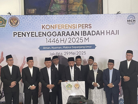 Konferensi pers penyelenggaraan ibadah haji 1446 H/2025 M di Kantor Kementerian Agama, Jakarta Pusat, Kamis (29/5/2025). Foto: Fadhil Pramudya/kumparan