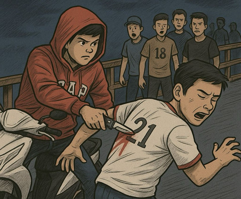 Ilustrasi penusukan yang dilakukan anak di bawah umur. Foto: Dok. Polres Kapuas Hulu 