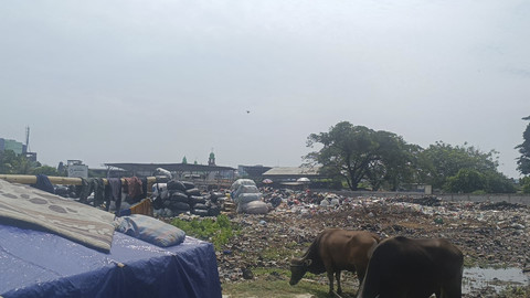 Penampakan lahan milik Perumnas yang diprotes penghuni Apartemen Sentraland Cengkareng karena pembakaran sampah, Jakbar, Jumat (30/5/2025). Foto: Thomas Bosco/kumparan