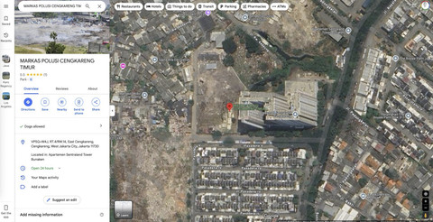 Lokasi pembakaran sampah ilegal di Cengkareng Timur yang dikeluhkan warga diberi nama 'Markas Polusi' di Google Maps. Foto: Dok. Tangkapan layar Google Maps