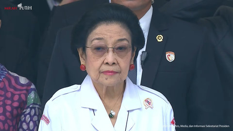 Presiden Kelima Megawati Soekarnoputri menghadiri upacara Hari Lahir Pancasila di Gedung Pancasila Kemlu RI, Jakarta, Senin (2/6/2025). Foto: Youtube/Sekretariat Presiden
