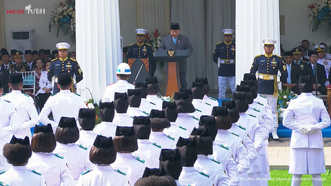 Presiden Prabowo Subianto menghadiri upacara Hari Lahir Pancasila di Gedung Pancasila Kemlu RI, Jakarta, Senin (2/6/2025). Foto: Youtube/Sekretariat Presiden
