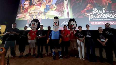 Perilisan Poster dan Trailer Warkop DKI Kartun dan Panji Tengkorak, Kemang, Jakarta Selatan, Senin (2/6/2025).  Foto: Giovanni/kumparan