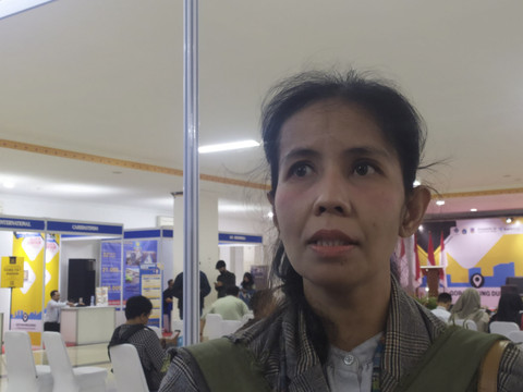 Elanda (40) saat Jakarta Job Fair di Tanjung Duren, Jakarta Barat, Selasa (3/6/2025). Foto: Rachmadi Rasyad/kumparan