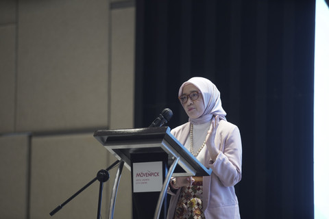 MenPANRB, Rini Widyantini menyampaikan sambutan saat lokakarya Pencegahan Konflik Kepentingan di Sektor Publik Tahun 2025 oleh KemenPANRB dan KPK di Jakarta, Selasa (3/6/2025). Foto: Dok. KPK