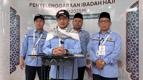 Menag Nasaruddin Umar saat konferensi pers di Daker Makkah, Rabu (4/6). Foto: Moh Fajri/kumparan