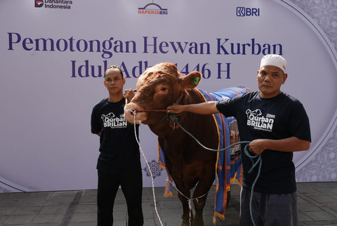 BRI menebarkan semangat berbagi kepada masyarakat pada perayaan Idul Adha 1446 H dengan menyalurkan 961 ekor hewan kurban kepada masyarakat. Foto: dok. BRI