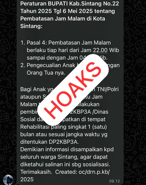 Pesan hoaks yang beredar di whatsapp. Foto: Dok Istimewa
