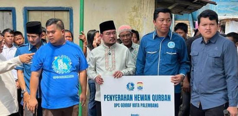 Penyerahan hewan kurban dari Gekrafs Palembang/Instagram: Kominfopalembang.
