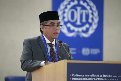 Menaker Yassierli menghadiri International Labour Conference (ILC) ke-113 di Jenewa, Swiss, Senin (9/6/2025). Foto: Kemnaker RI