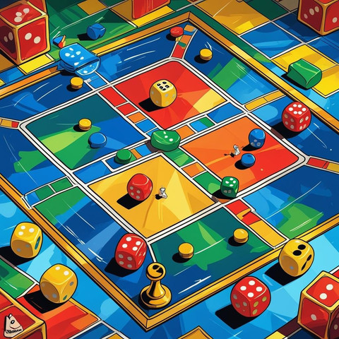 ilustrasi permainan ludo canva ai generator