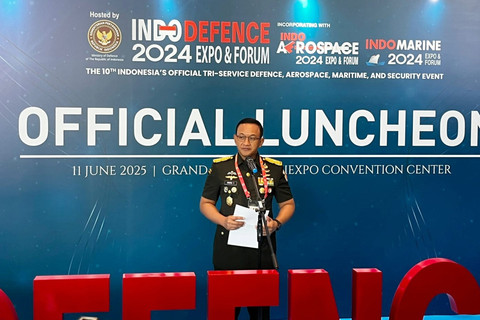 Kadispenad Brigjen TNI Wahyu Wudhayana di Pameran Indo Defence Expo & Forum di JIExpo Kemayoran, Jakarta, Rabu (11/6/2025). Foto: Rayyan Farhansyah/kumparan