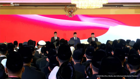 Presiden Prabowo Subianto hadiri acara pengukuhan hakim di Mahkamah Agung (MA) Jakarta pada Kamis (12/6/2025). Foto: Youtube/Sekretariat Presiden