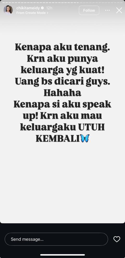 IG Story Chikita Meidy.