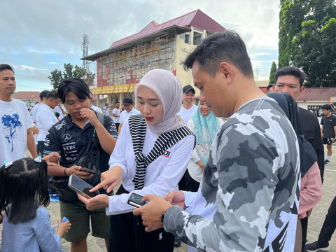 Wakil Gubernur Lampung, Jihan Nurlela mensosialisasikan aplikasi Lampung-In kepada masyarakat | Foto : Eka Febriani / Lampung Geh