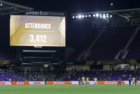 Suasana pertandingan Ulsan HD melawan Mamelodi Sundowns dalam Piala Dunia Antarklub di Stadion Inter & Co, Florida, Amerika Serikat, Selasa (17/6/2025). Foto: Amanda Perobelli/Reuters