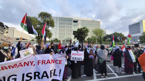 Aksi bela Palestina di depan Kedubes Amerika Serikat, Jumat (20/6/2025). Foto: Rachmadi Rasyad/kumparan