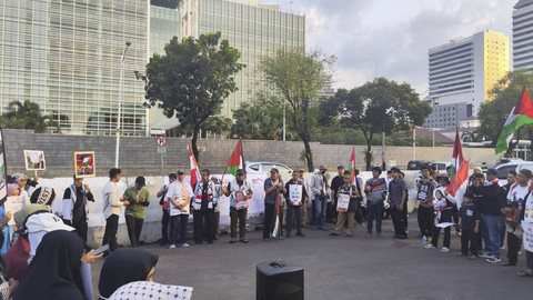 Aksi bela Palestina di depan Kedubes Amerika Serikat, Jumat (20/6/2025). Foto: Rachmadi Rasyad/kumparan