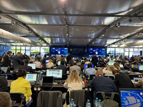 Suasana acara St Petersburg International Economic Forum (SPIEF) 2025 di St Petersburg, Rusia, yang dihadiri oleh Presiden Prabowo Subianto pada Jumat (20/6/2025). Foto: Luthfi Humam/kumparan