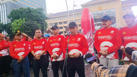 Kapolri Jenderal Listyo Sigit Prabowo, Panglima TNI Jenderal Agus Subiyanto, Jaksa Agung ST Burhanudin, Ketua KPK Setyo Budiyanto, Kepala BNPT Komjen Eddy Hartono, Wamenkum Edward Omar Sharif Hiariej dalam acara Bhayangkara Sportday, Sabtu (21/6). Foto: Thomas Bosco/kumparan