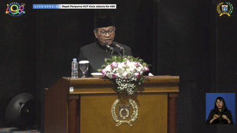 Gubernur Jakarta Pramono Anung memberikan sambutan dalam Rapat Paripurna DPRD dalam Rangka HUT Ke-498 Kota Jakarta Minggu (22/6/2025). Foto: YouTube/ KPU PROVINSI DKI JAKARTA 