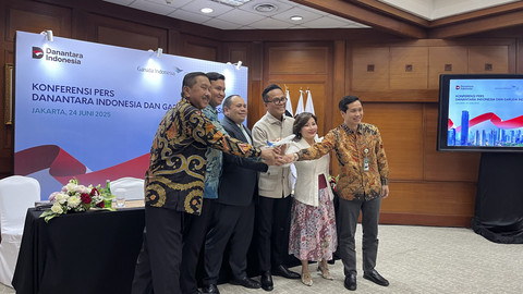 Konferensi pers Danantara Indonesia dan Garuda Indonesia di Plaza Mandiri Jakarta, Selasa (24/6/2025). Foto: Fariza Rizky Ananda/kumparan