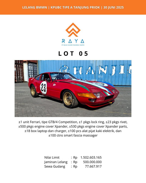 Lelang mobil Ferrari GTB/4 Competition. Foto: Dok. Lelang Raya