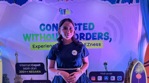 Chief Marketing Officer (CMO) EZYM, Christy dalam acara media gathering "Connected Without Borders, Experience the Global Ezness" yang digelar di Jakarta pada Rabu (25/6/2025). Foto: Gitario Vista Inasis/kumparan