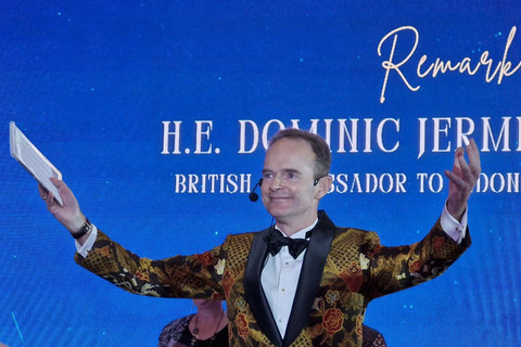 Duta Besar Inggris untuk RI Dominic Jermey saat acara ulang tahun Raja Charles III yang bertajuk 'Royal Summer Soiree' di Jakarta, Rabu (25/6/2025). Foto: Nadia Riso/kumparan