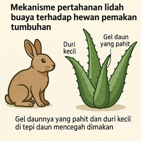 Ilustrasi untuk mekanisme pertahanan lidah buaya terhadap hewan pemakan tumbuhan