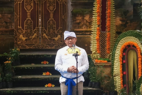 Menko Pemberdayaan Masyarakat Muhaimin Iskandara atau Cak Imin di Puri Ageng, Gianyar, Bali, Kamis (26/6/2025). Foto: Denita BR Matondang/kumparan